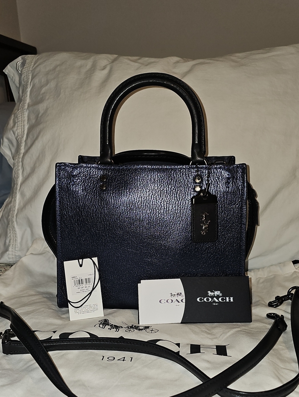 COACH Metallic Blue Rogue 25